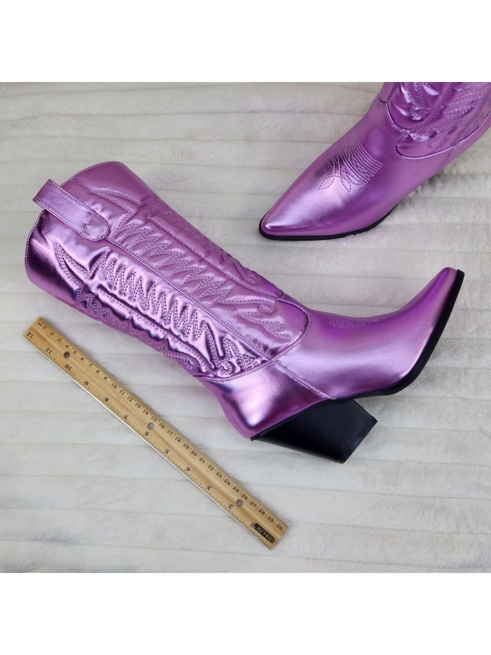 Disco Cowboy Metallic Lilac Purple Western Cowgirl Boots New - Picture 9 of 9